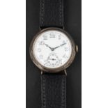 Longines, a 1920's silver wristwatch,