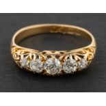 An 18ct gold, Edwardian, old-cut diamond, five-stone ring, total estimated diamond weight ca. 0.