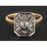 An Art Deco style, old and single-cut diamond cluster ring, total estimated diamond weight ca. 0.