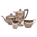 A George V silver three-piece tea service, maker William Aitken, Birmingham,