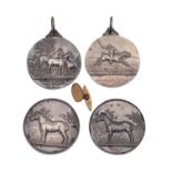 Four silver West Country prize medallions for the Polo Pony Society, together with cases,