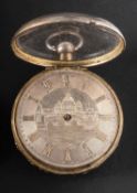A Georgian silver-plated repeating pocket watch,