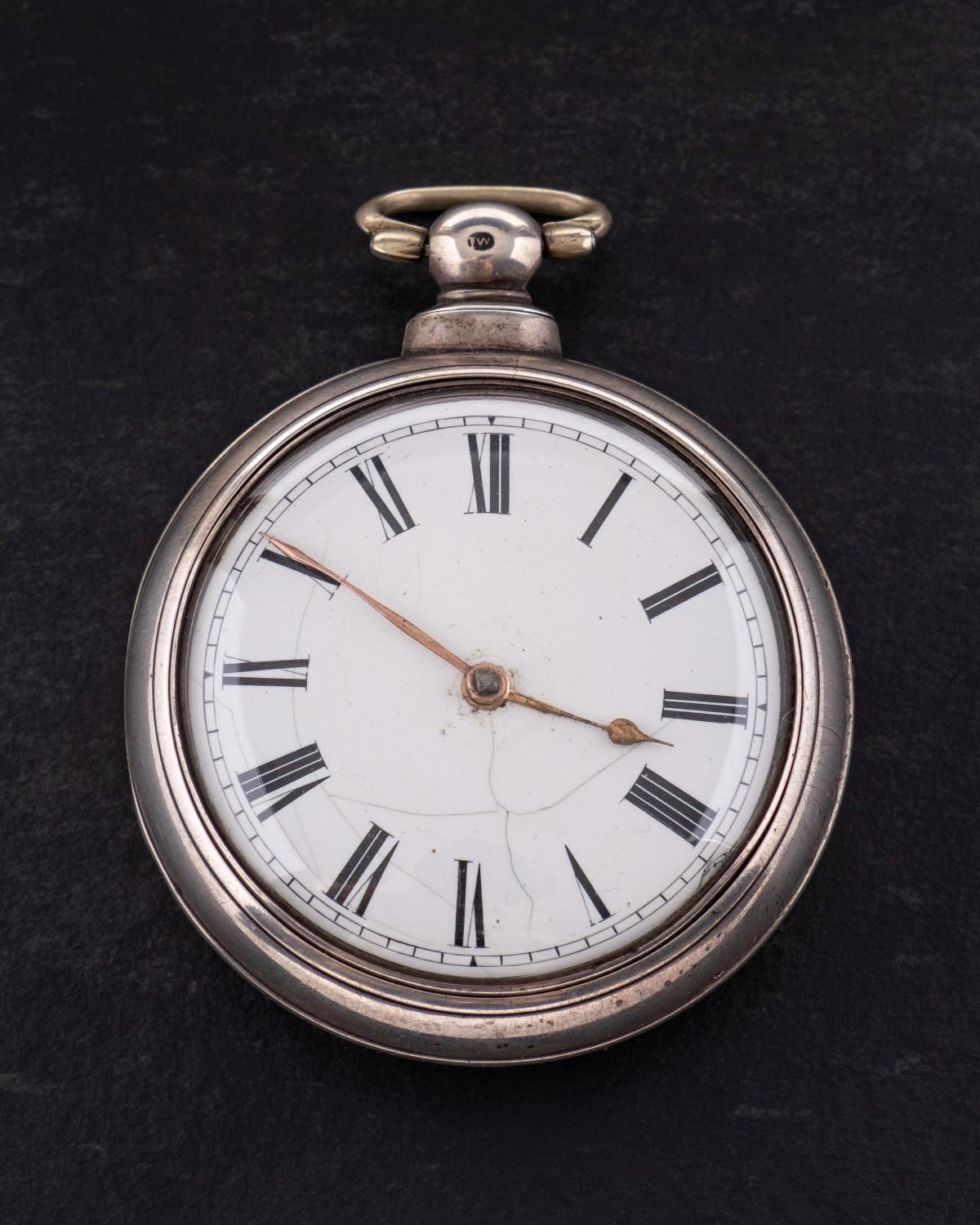A silver pair-cased key-wound pocket watch the full-plate single-fusee movement having a pierced - Image 3 of 3