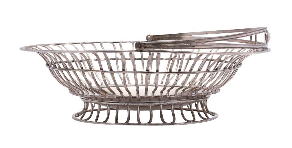 A 19th century Sheffield Plate swing-handled bread basket crested, - Image 2 of 4