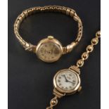 Two mid-20th century, 9ct gold dress wristwatches,