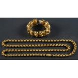 A 19th century gilt metal muffchain and gilt metal bracelet, length of chain ca.