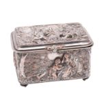 A cast and plated jewellery casket of rectangular outline,