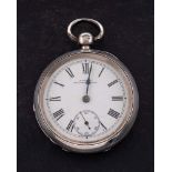 Waltham, USA, a silver key-wound pocket watch,
