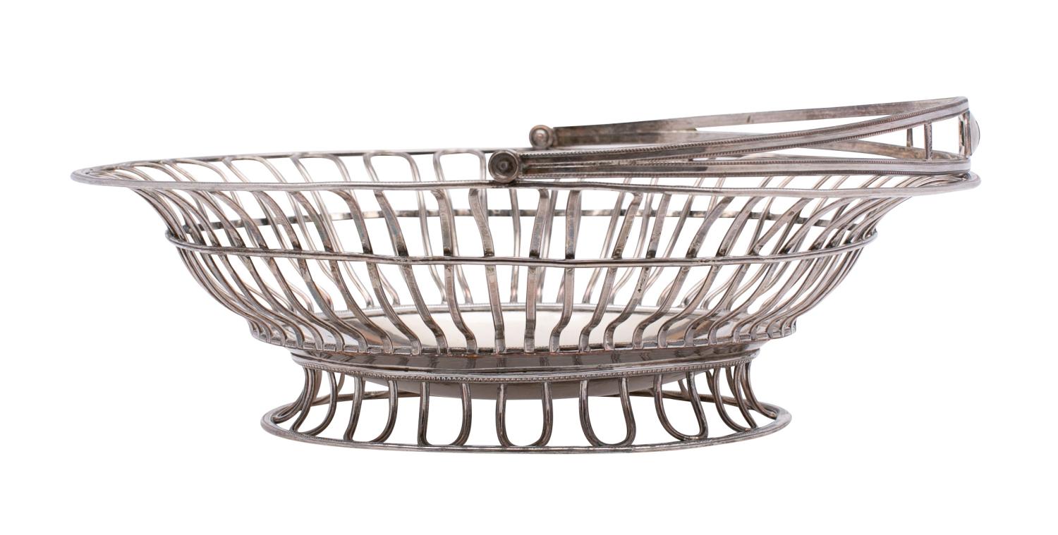 A 19th century Sheffield Plate swing-handled bread basket crested, - Image 4 of 4