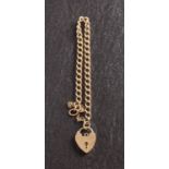 A 9ct gold, curb-link bracelet with heart-shaped clasp, with hallmarks for London, 1967, length ca.