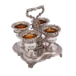 An old Sheffield Plate four division egg cup cruet,