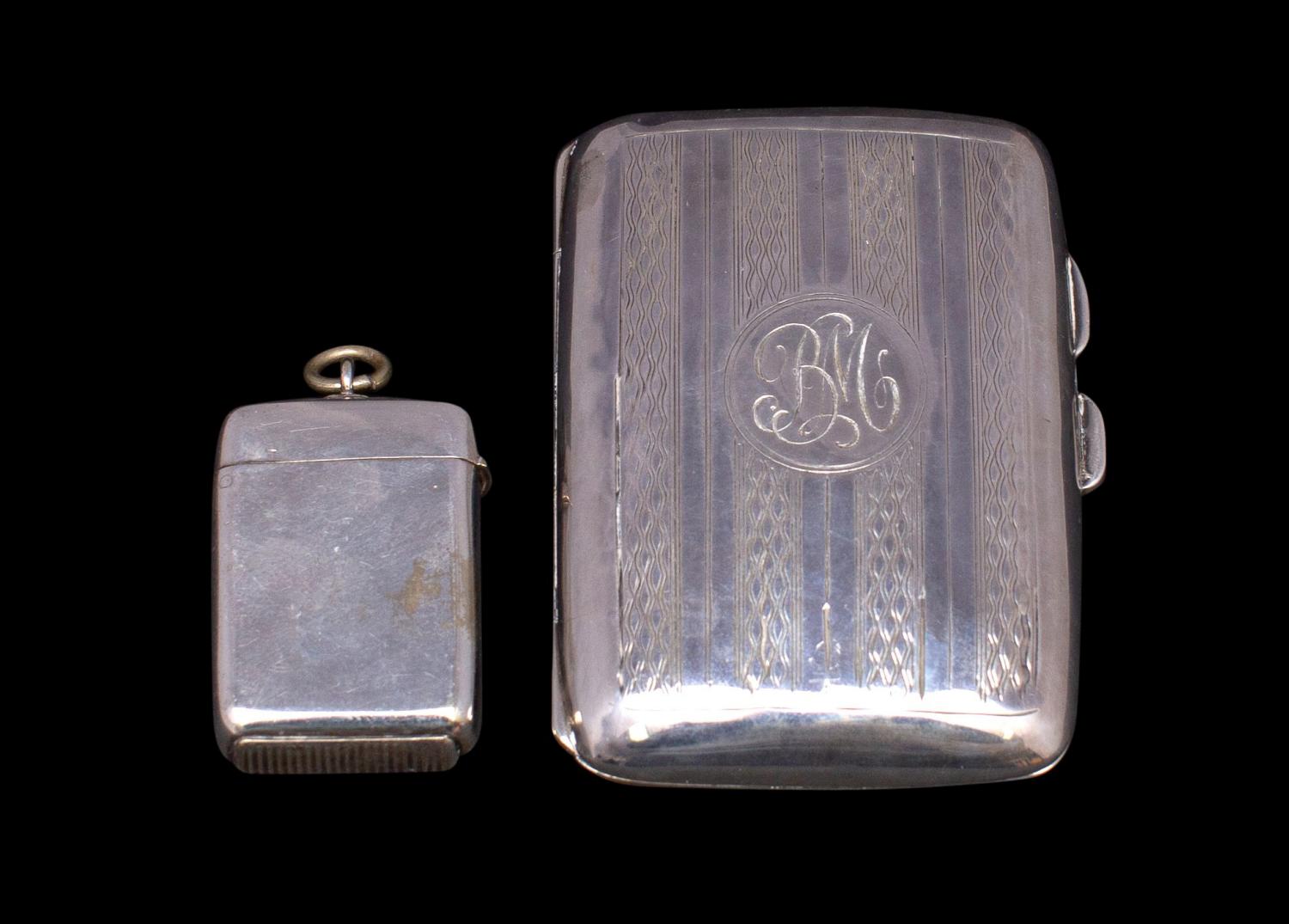 A George V silver cigarette case, maker F D Long, Birmingham, 1922 initialled,