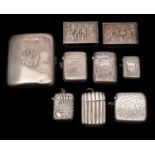 A mixed collection of silver and plated wares, various makers and dates, includes vesta cases,