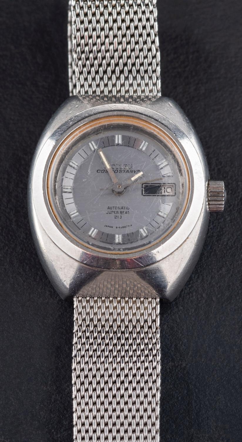 A 'Cosmostar V2' Citizen stainless steel automatic wristwatch the silvered dial with baton markers, - Image 2 of 2