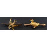 Two Victorian/ Edwardian bird bar brooches,