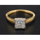 An 18ct gold, princess-cut diamond, single-stone ring, estimated diamond weight ca. 1.