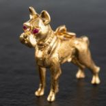 A 9ct gold Boxer charm, with probably synthetic ruby eyes, hallmarks for London, 1977,