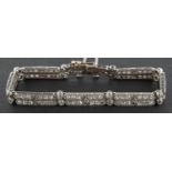 An Art Deco, single and rose-cut diamond bracelet, total estimated diamond weight ca. 1.