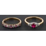 Two 9ct gold, gemset rings,