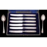 A set of six George V silver handled butter knives, maker Allen & Darwin, Sheffield,