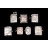 A collection of seven silver vesta cases, various makers and dates, three initialled,