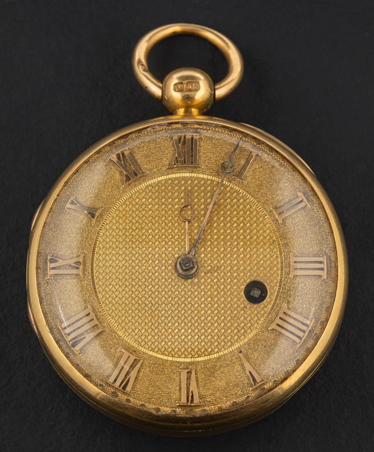 A George IV, 18ct gold, key wind, full hunter pocket watch by Barwise, St Martin's Lane, London,