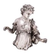 An important and rare mid 17th century Belgium cast silver half-length model of an archangel,