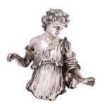 An important and rare mid 17th century Belgium cast silver half-length model of an archangel,