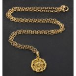 A pendant depicting the zodiac sign of cancer, with Moroccan control stamps for 18ct gold,