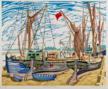 * Michael Blooman [20/21st Century] Sailing Barges at Maldon, I, linocut print, signed,