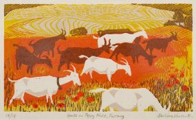 *Barbara Vincent [British, Contemporary School] Goats in Poppy Field,