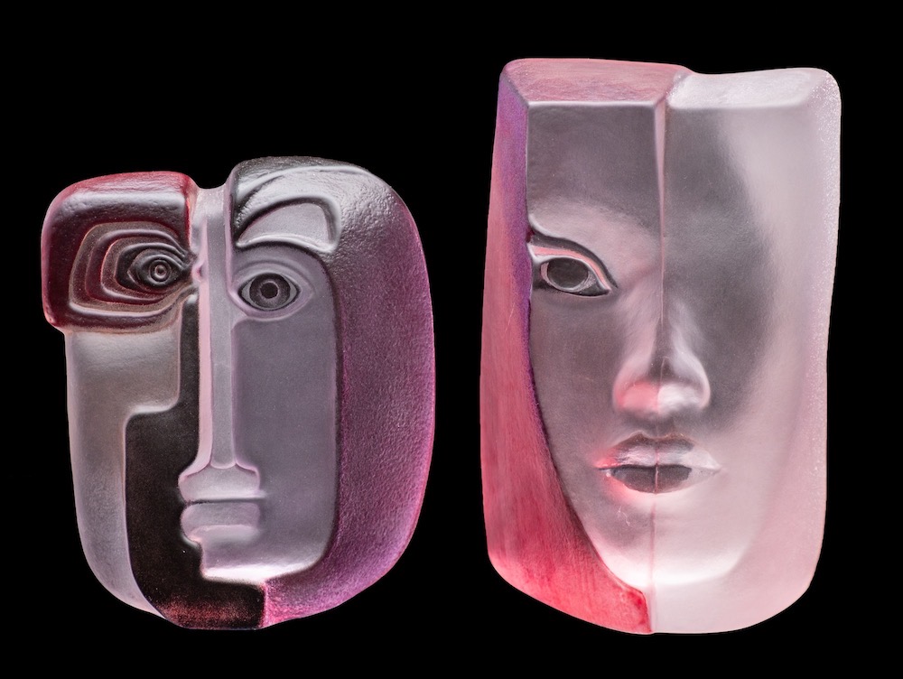 Mats Jonasson two limited edition glass sculptures, Masq Mazzai and Masq Ideo, - Image 2 of 2