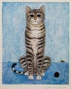 *Walter Lindner [1936-2007] cat and mouse signed lower right lithograph with gilt details the sight