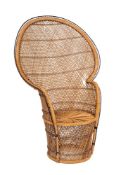 A wicker 'peacock' chair, second half 20th century; of typical form,