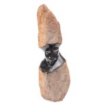 Kutambura Chigwamba, (Zimbabwe) , a carved spring stone abstract figure Nyanga Queen:,