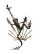 Tim Cotterill (Frogman) , an enamelled bronze model of a frog stalking a butterfly, signed,