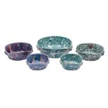 *Janice Tchalenko [1942-2018] for Dartington Pottery five two handled dishes,
