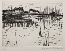 * Dame Elizabeth Blackadder RA [1931-2021] A Coastal Scene signed lower right margin,