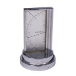 An Art Deco chrome plated Zeiss Ikon desk barometer by Goerz, Berlin on a stepped circular base,