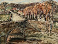 * Donald L. Rayner [1907-1977] Bridge of Strines, signed and dated 1959 mixed media, 32 x 42cm.