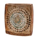 *Alan Wallwork [1931 - 2019] a stoneware vase of slab built rectangular form with radial shell-like