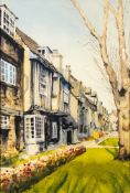 Contemporary British School Sunlit street scene Limited edition screen print numbered 84/195 lower