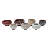 *Brian Paul Bearne [1937-2000] seven stoneware bowls of shallow cut sided form,