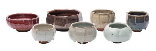*Brian Paul Bearne [1937-2000] seven stoneware bowls of shallow cut sided form,
