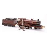 A Bing O gauge clockwork LMS 4-4-0 steam locomotive and tender No.