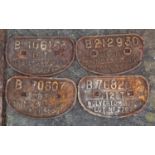 A group of four wagon plates dated between 1951 to 1956 (poor condition) (4).