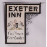 A mid 20th century double sided Public House sign for 'Exeter Inn. Free House.