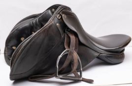 A black leather general purpose saddle by Kieffer, Germany, numbered '0403201'.