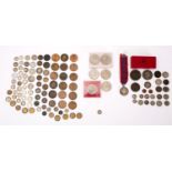 A collection of world coins, including a high grade 1873 silver 3d, 1797 cartwheel twopence,