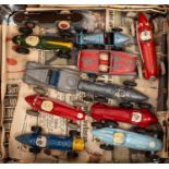 An unboxed collection of Dinky racing cars: including No. 234 Ferrari, No. 231 Maserati and others .